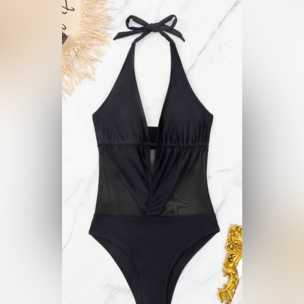 Size Med - 1 piece black swimsuit